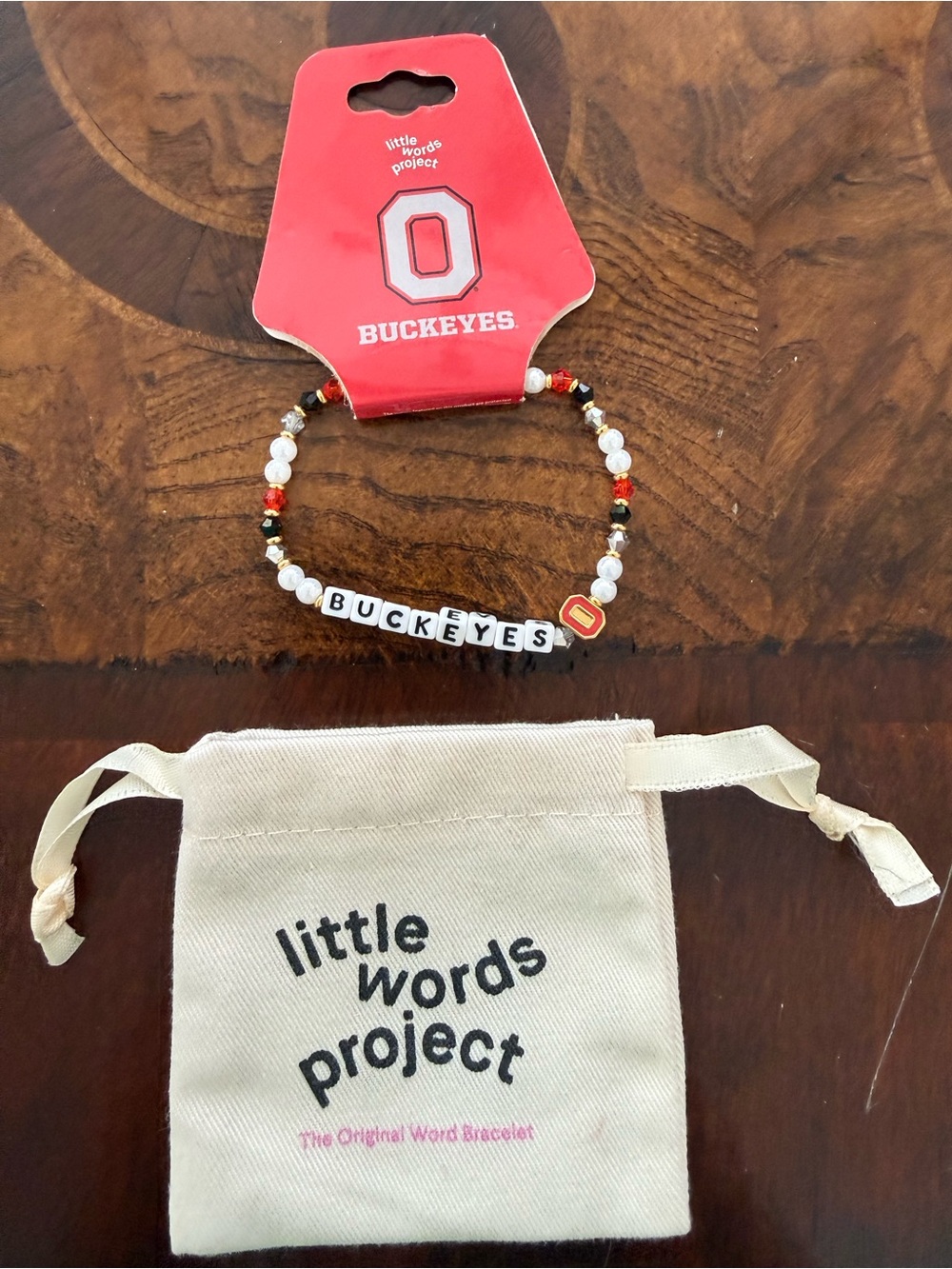 New- Ohio State Buckeyes' Little Words Project Beaded Bracelet - Red/White/Black